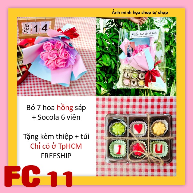 Set combo socola và hoa hồng sáp FC11 valentine