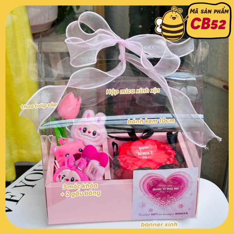 Combo set gấu hoa bánh móc khóa gấu bông CB52