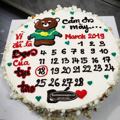 CL(7) Bánh kem tờ lịch gấu nhỏ