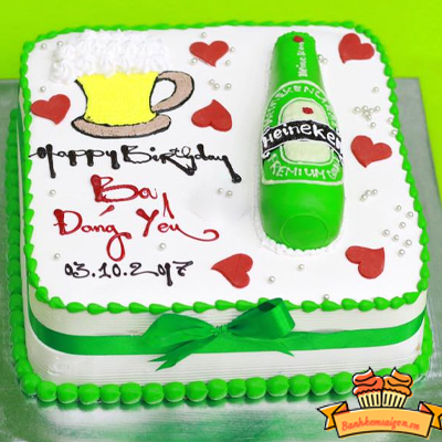 Bánh sinh nhật vẽ cốc bia CO1509  Cake Ocean