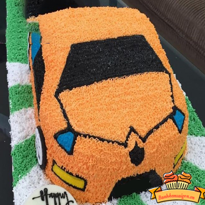 Bánh sinh nhật tạo hình 3d xe ô tô màu xanh và quả bóng đá tặng bé trai |  Bánh Kem Ngộ Nghĩnh