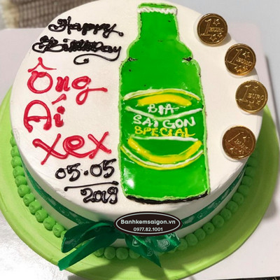 BO(12) Bánh sinh nhật vẽ chai bia Sài Gòn